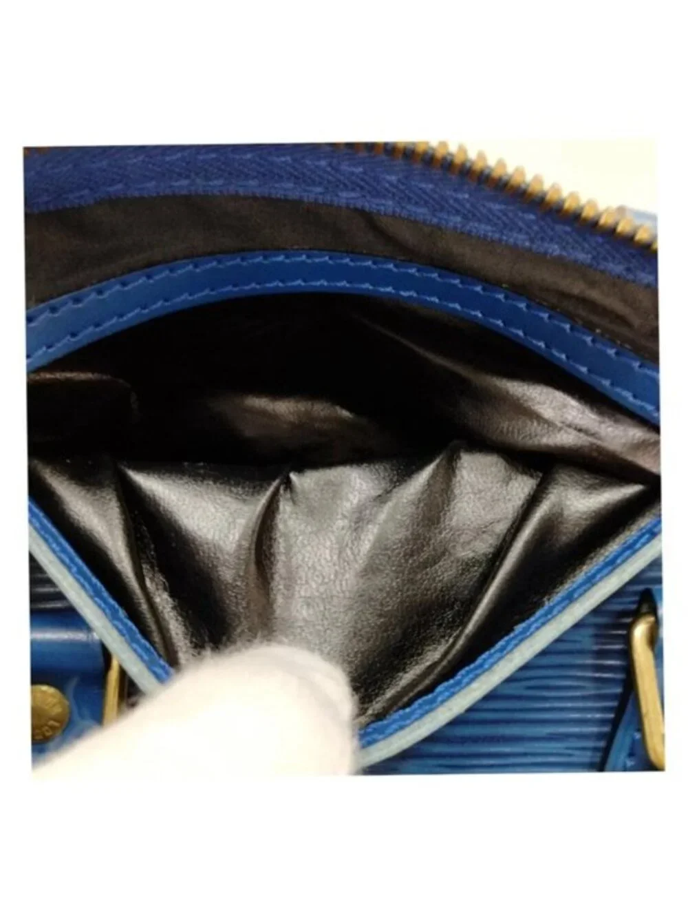 Authentic Louis Vuitton Speedy 25 Blue Epi Leather Handbag Satchel Bag